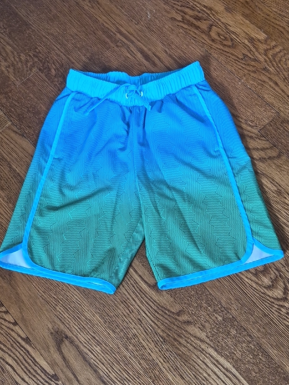 all in motion Teal-to-Green Gradient Swim Trunks, Size M